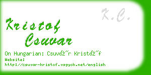 kristof csuvar business card